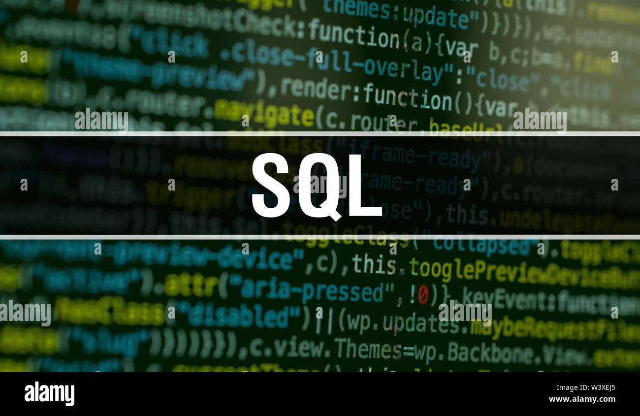 SQL with Abstract Technology Binary code Background.Digital binary data