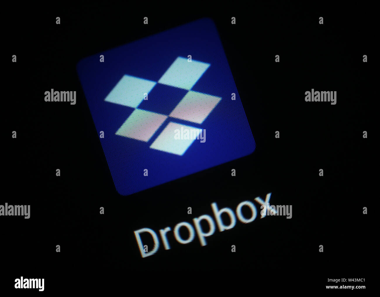 Dropbox application icon on computer display Stock Photo Alamy