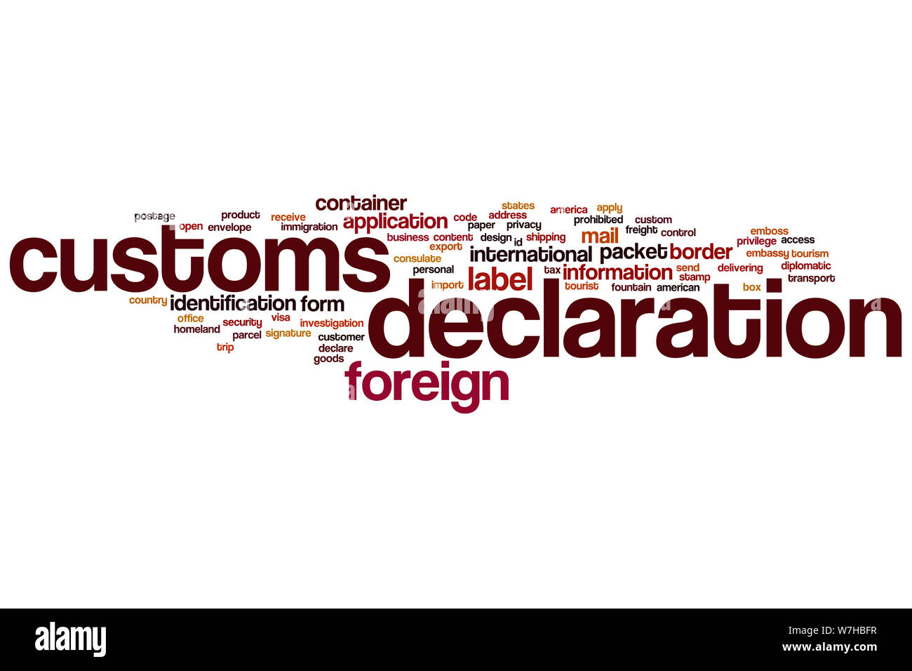 Customs declaration word cloud concept Stock Photo Alamy