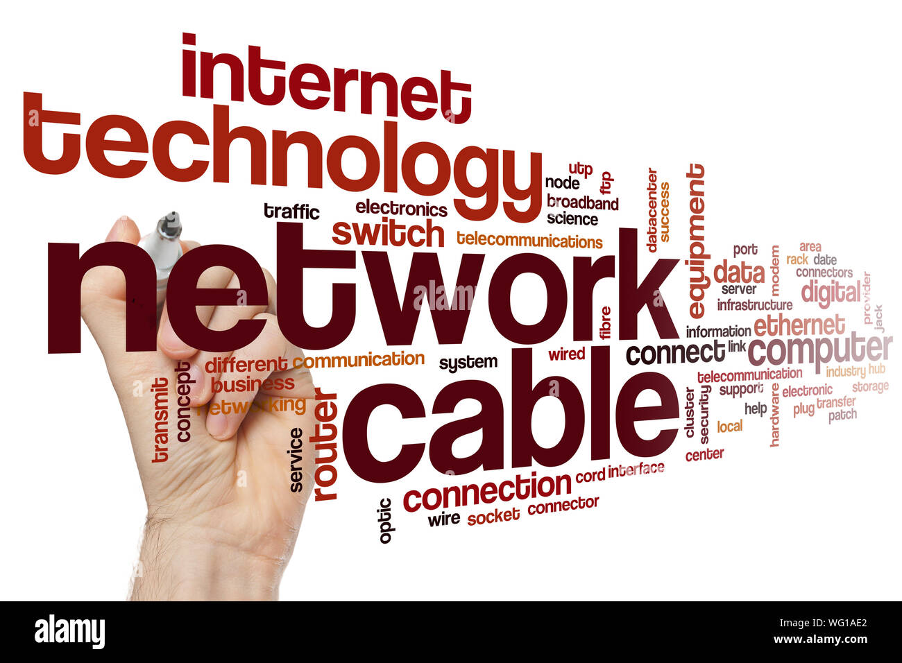 Network cable word cloud concept Stock Photo Alamy