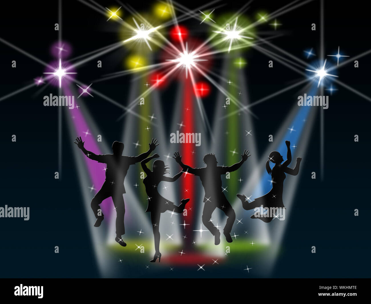 Jumping Spotlight Meaning Stage Lights And Joyful Stock Photo Alamy