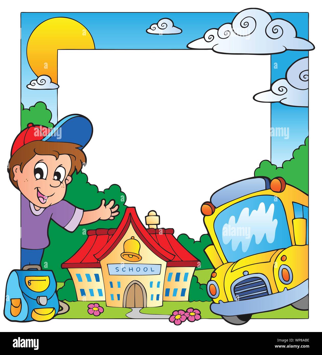 Children with school satchel Cut Out Stock Images & Pictures Alamy