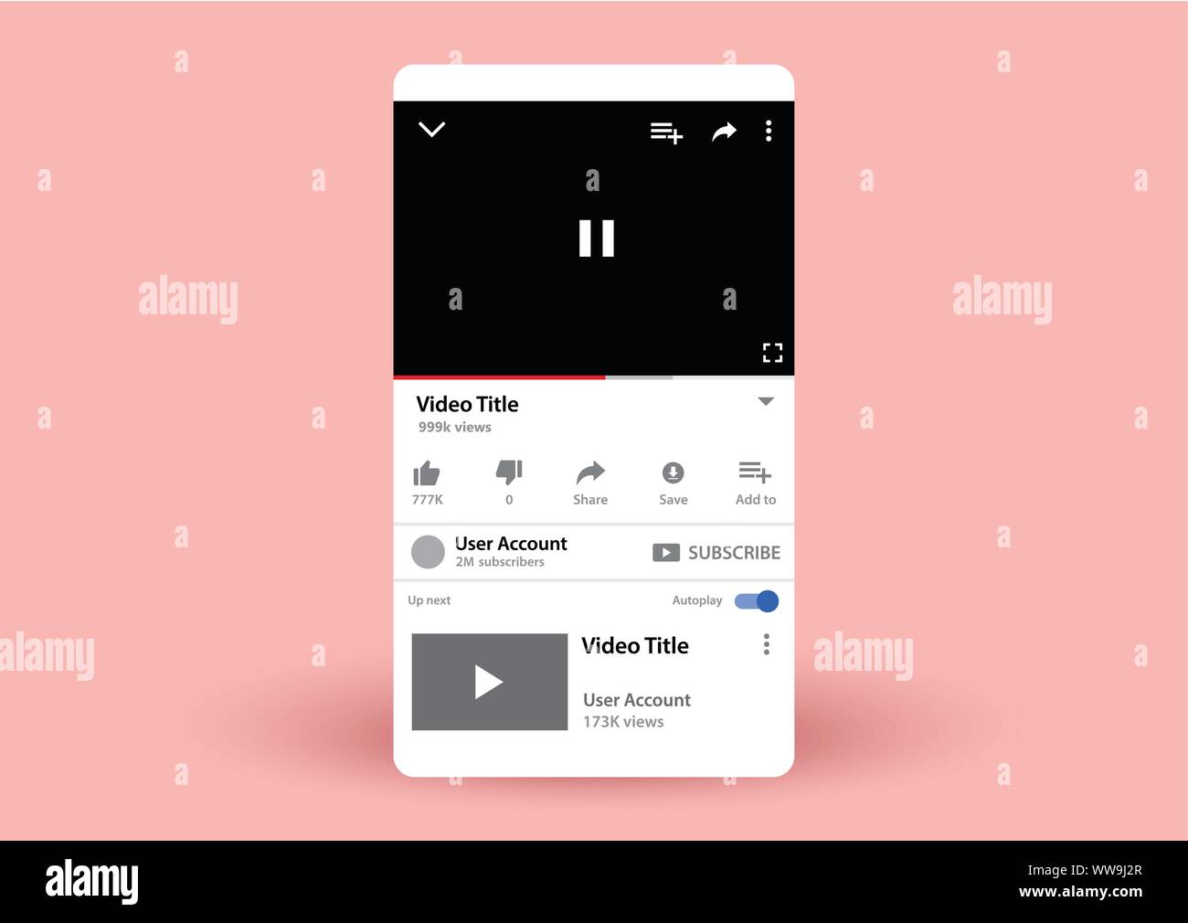 youtube user interface Stock Vector Image & Art Alamy