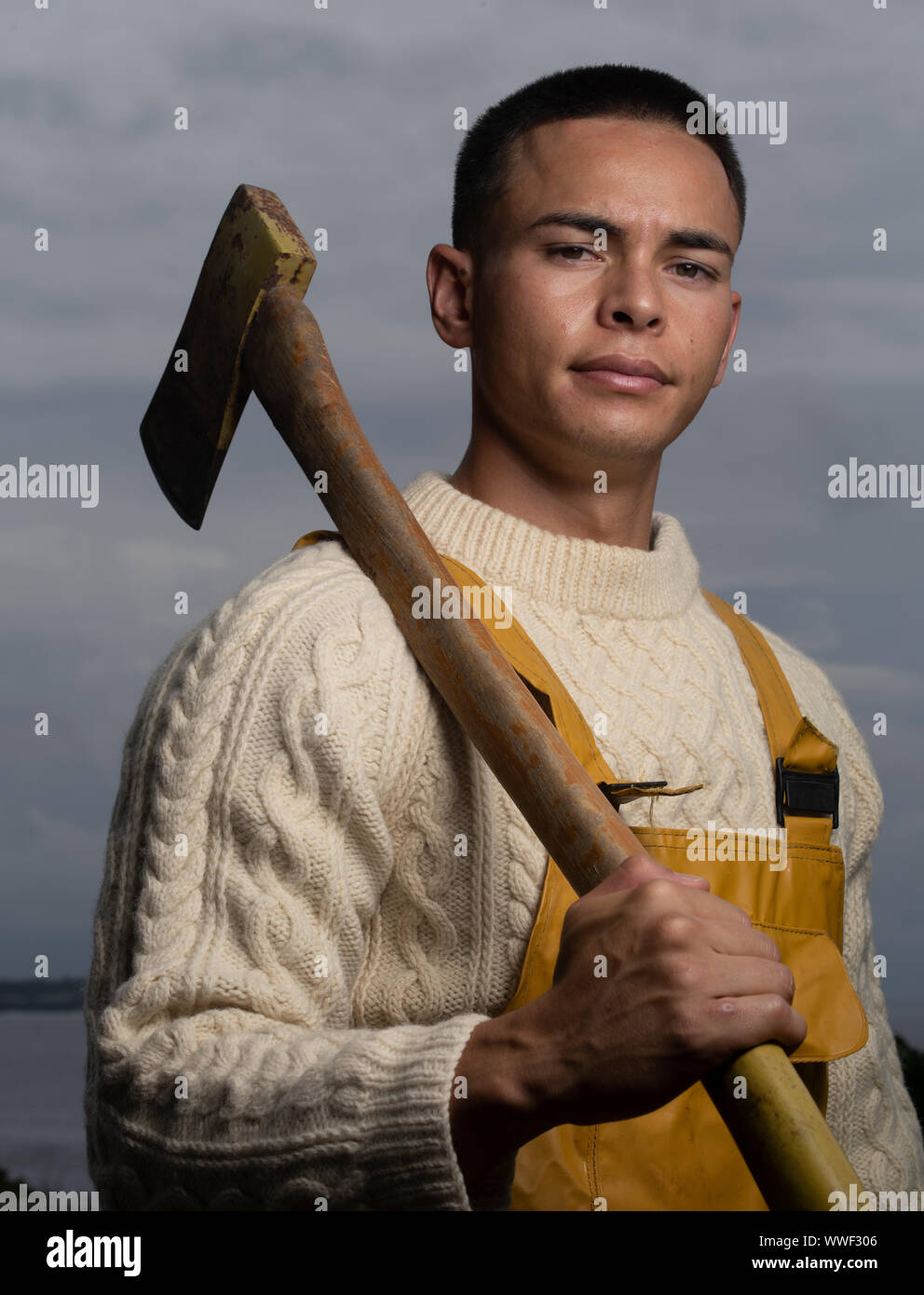 Man with axe Stock Photo Alamy
