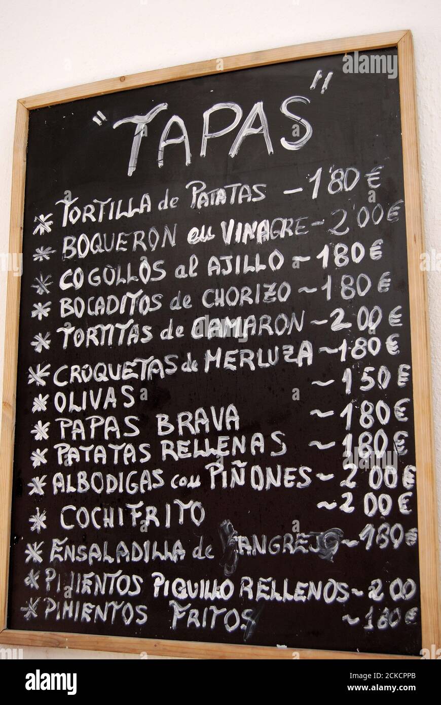 Menu tapas conseil mural traditionnel Banque de photographies et d