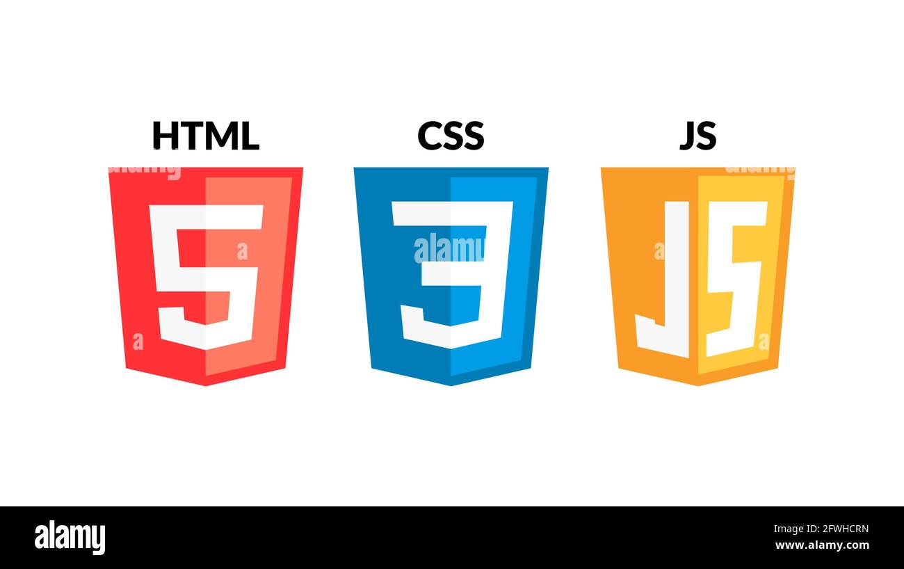 Jeu d'icônes HTML5 CSS3 JS. Logo de développement  jeu d'icônes de