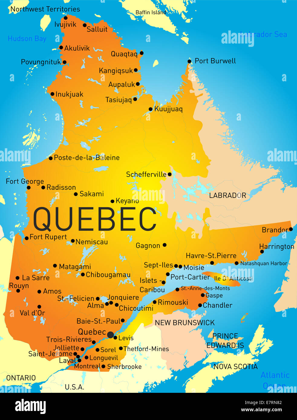 Vector color map quebec province Banque de photographies et d’images à
