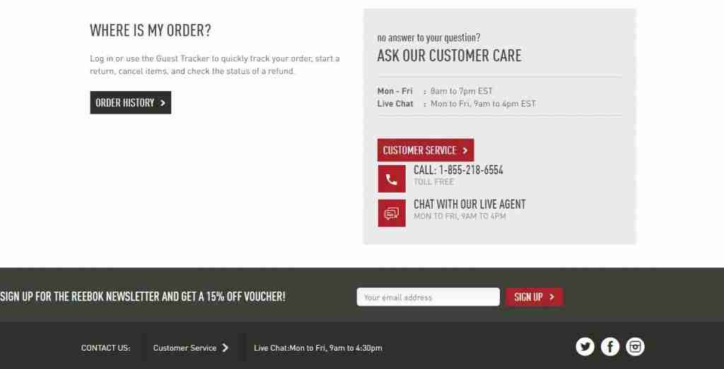Reebok customer service phone number, hours & reviews