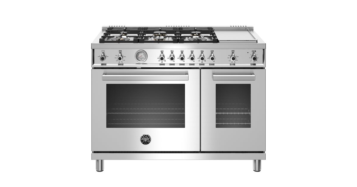 48 inch AllGas Range 6 Brass Burner and Griddle Bertazzoni