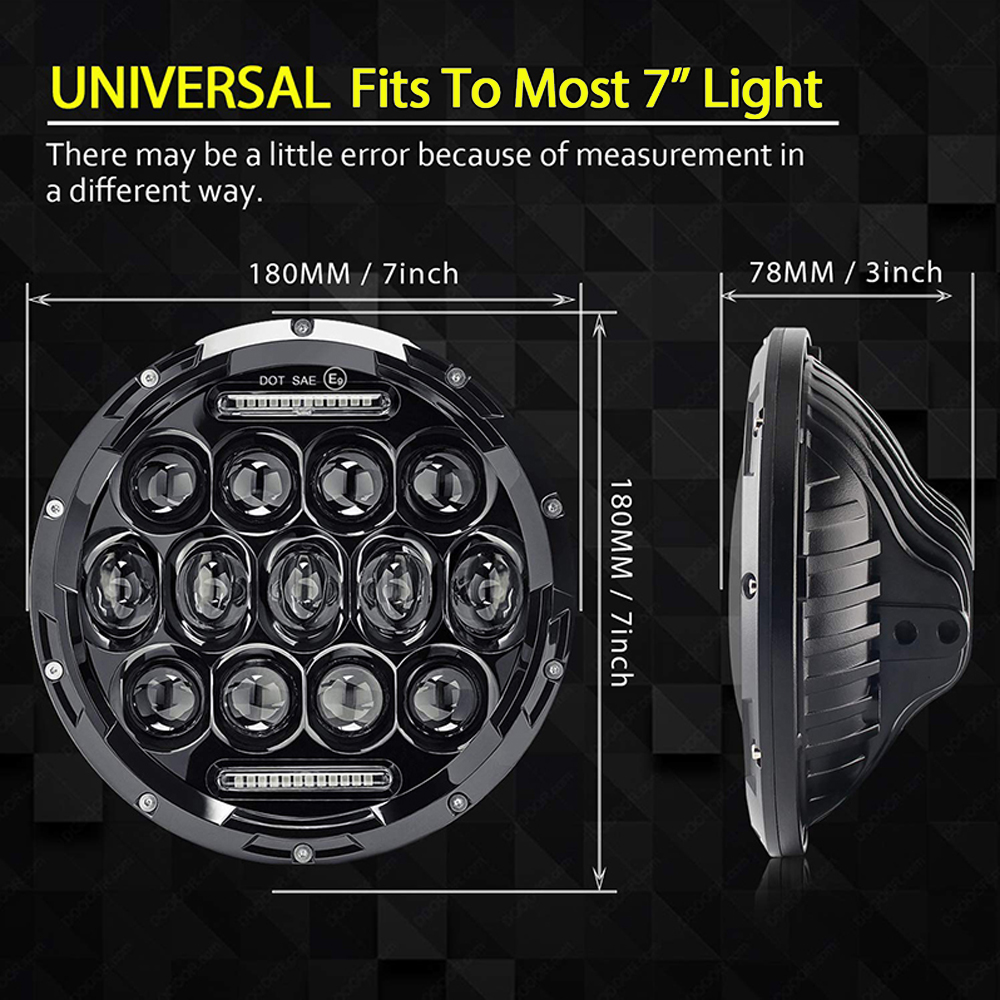 Doxmall DOT Sae 7 Inch Black LED Headlight + 2pcs 41/2″ Fog Lights Kit