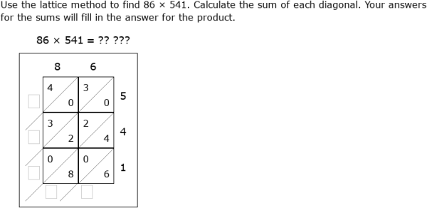 IXL Lattice multiplication Grade 4 math