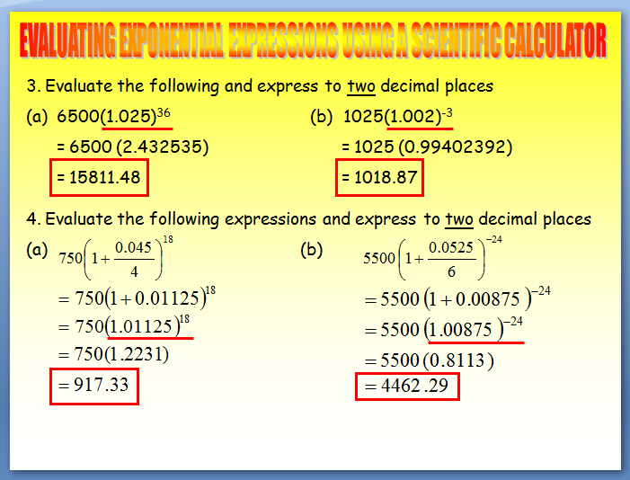 Solving Exponential Equations Evaluating Exponential Expressions