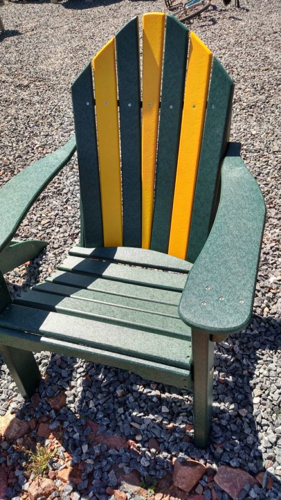 Poly Lumber Green and Gold Adirondack Chair