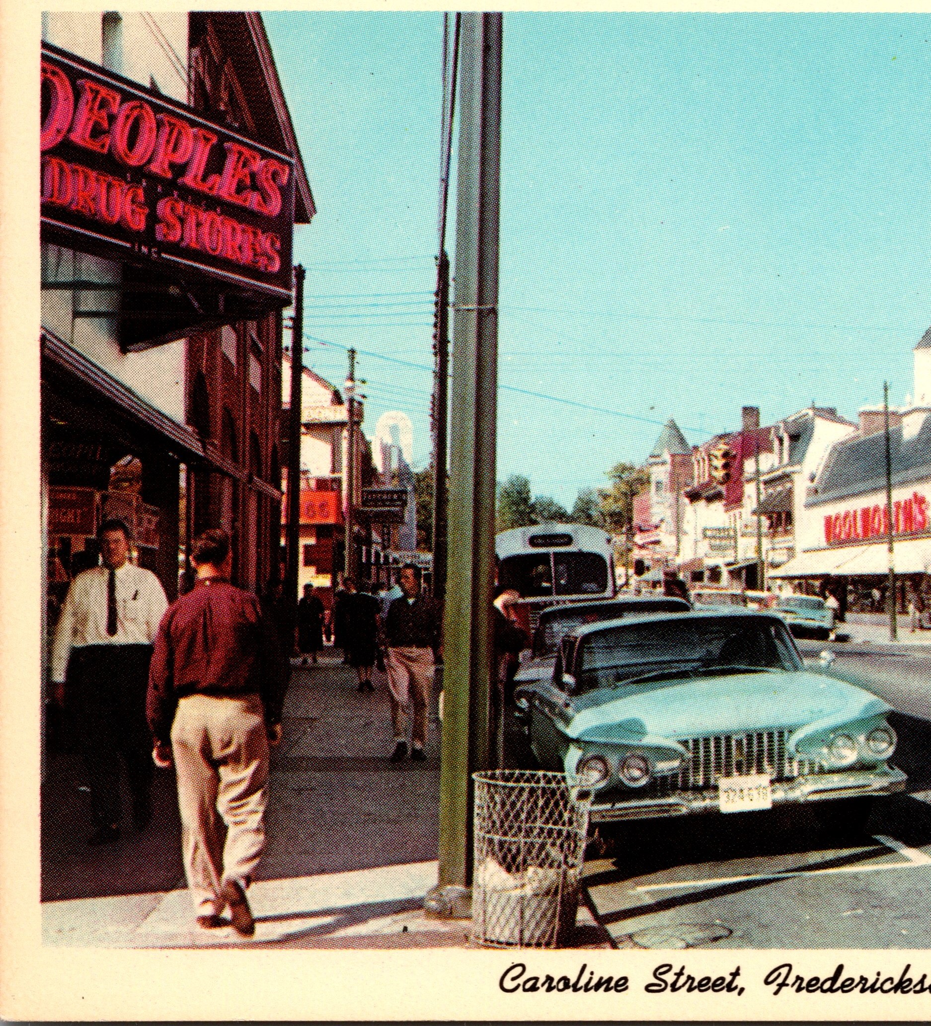 STREET SCENE FREDERICKSBURG, VIRGINIA CLASSIC CARS, W T GRANT, WOOLWORTH’S THE