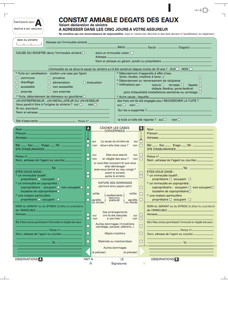 Constat amiable dégât des eaux PLISSON