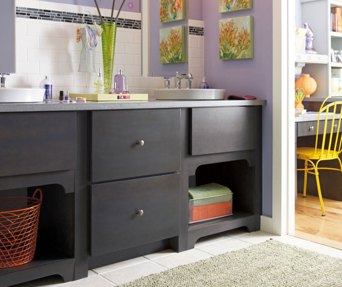 Transitional Bathroom with Dark Grey CD