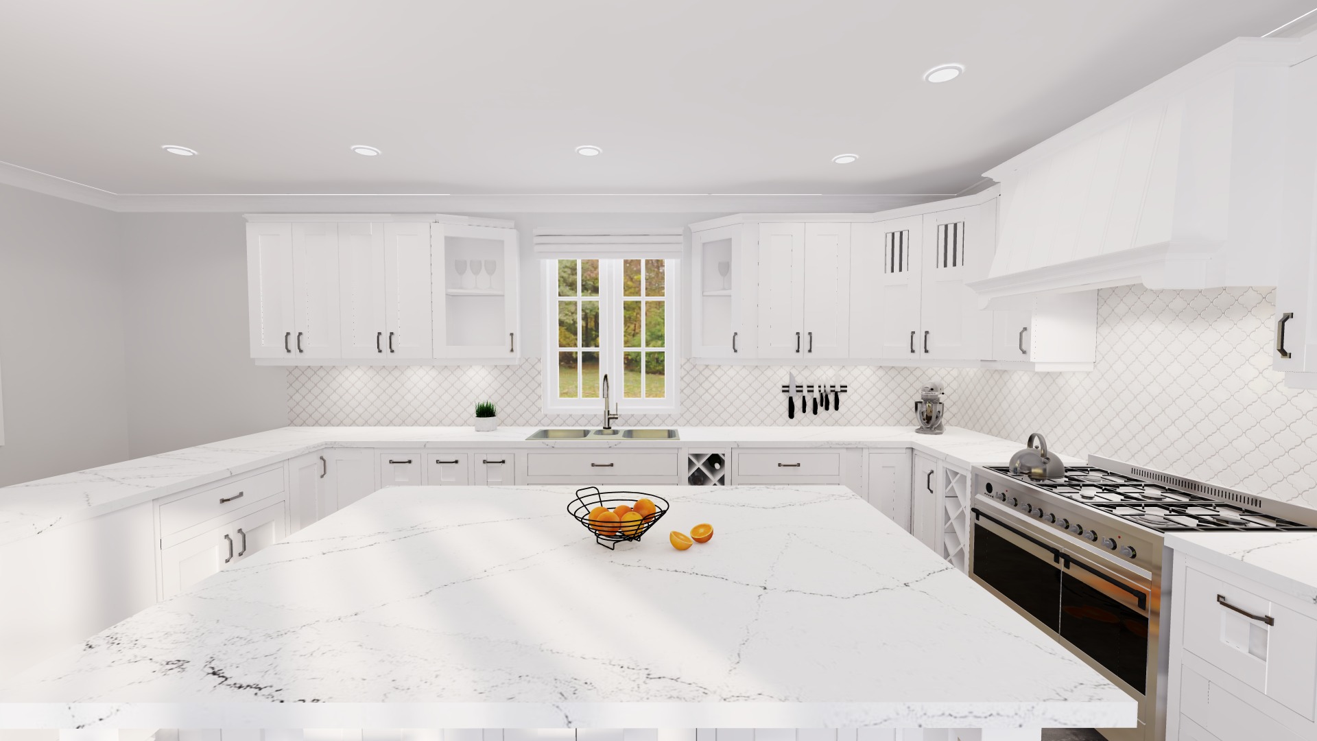 White Kitchen Reliance Quartz Countertops CD