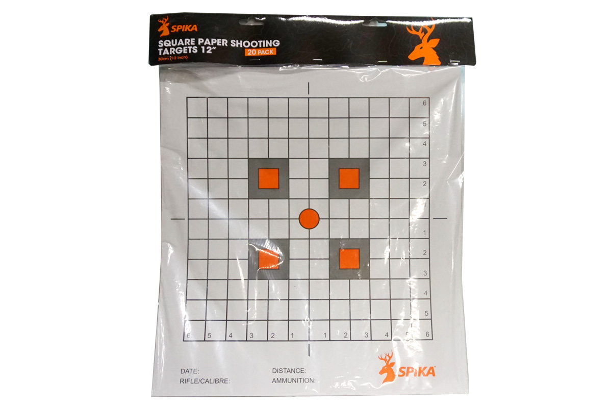 Square Paper Shooting Targets 12” (30cm) 20 Pack Caboolture Firearms