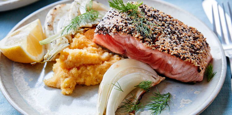 Pavé de saumon micuit en croûte de sésame facile et Pavé de saumon micuit en croûte de sésame facile et