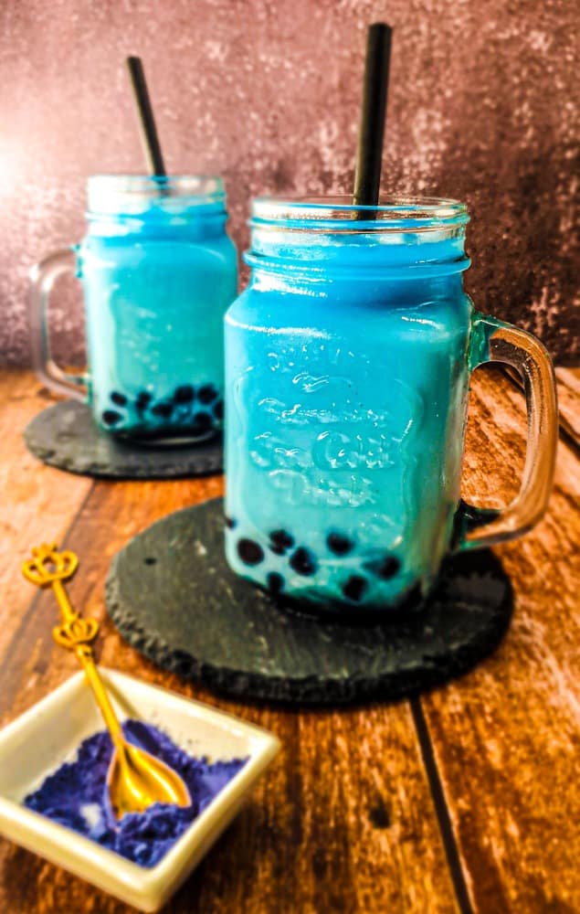 Blueberry Bubble Milk Tea with Tapioca Pearls Cacao Shamaness