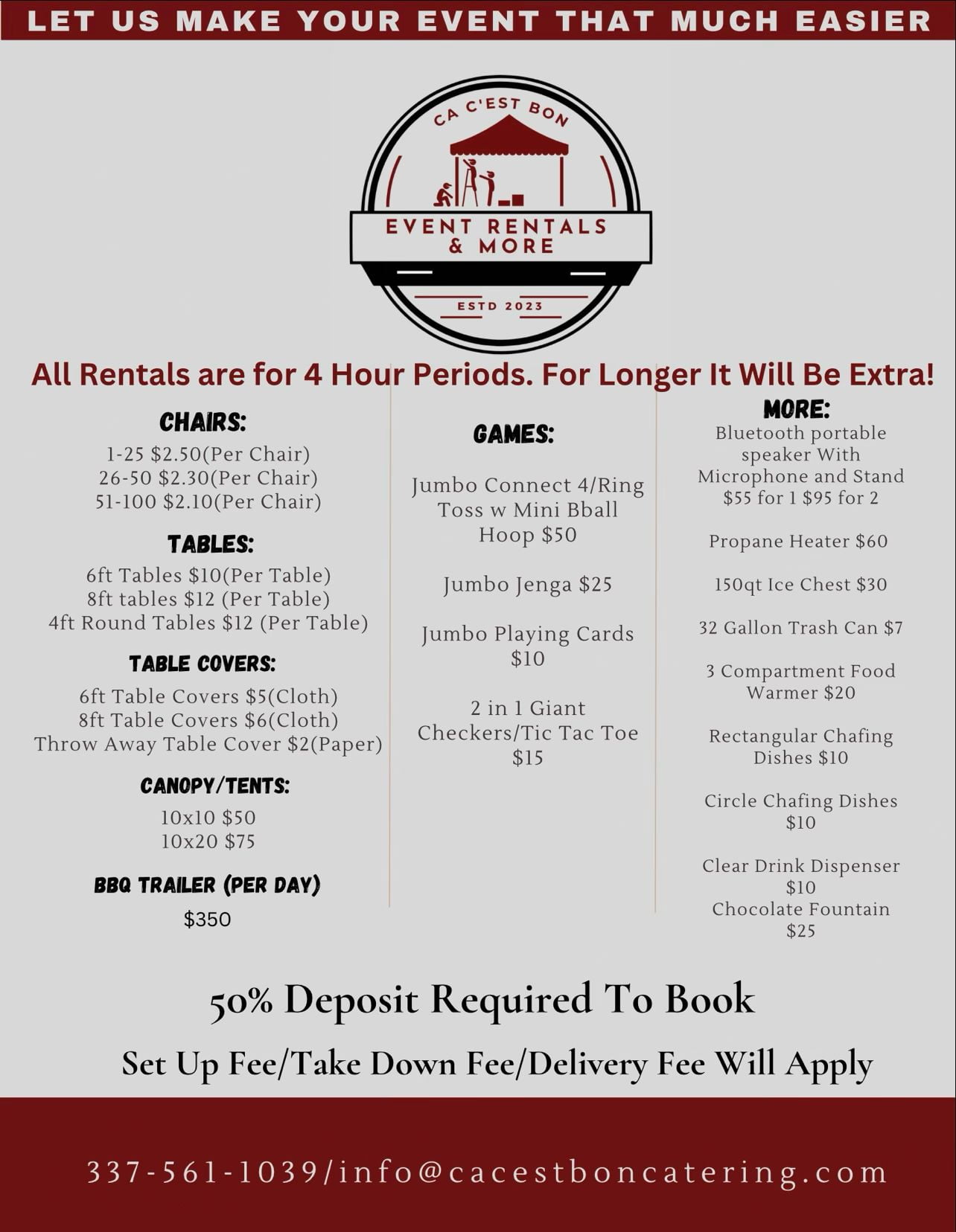 Event Rental Ca Cest Bon Catering