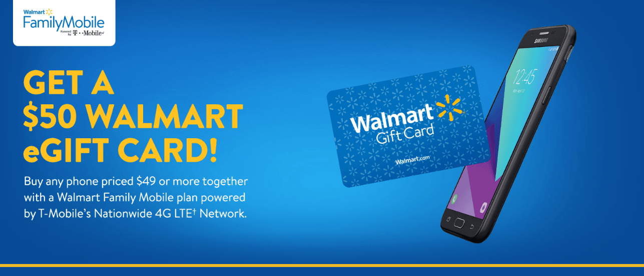 Walmart Family Mobile Offering Several Deals, Including 50 eGift Card With Purchase Of Phone