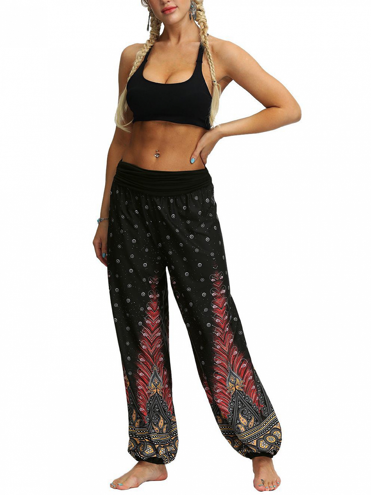 Damen Gemusterte Haremshose Yogahose für Sommer HS509 Home DonaLoveDE