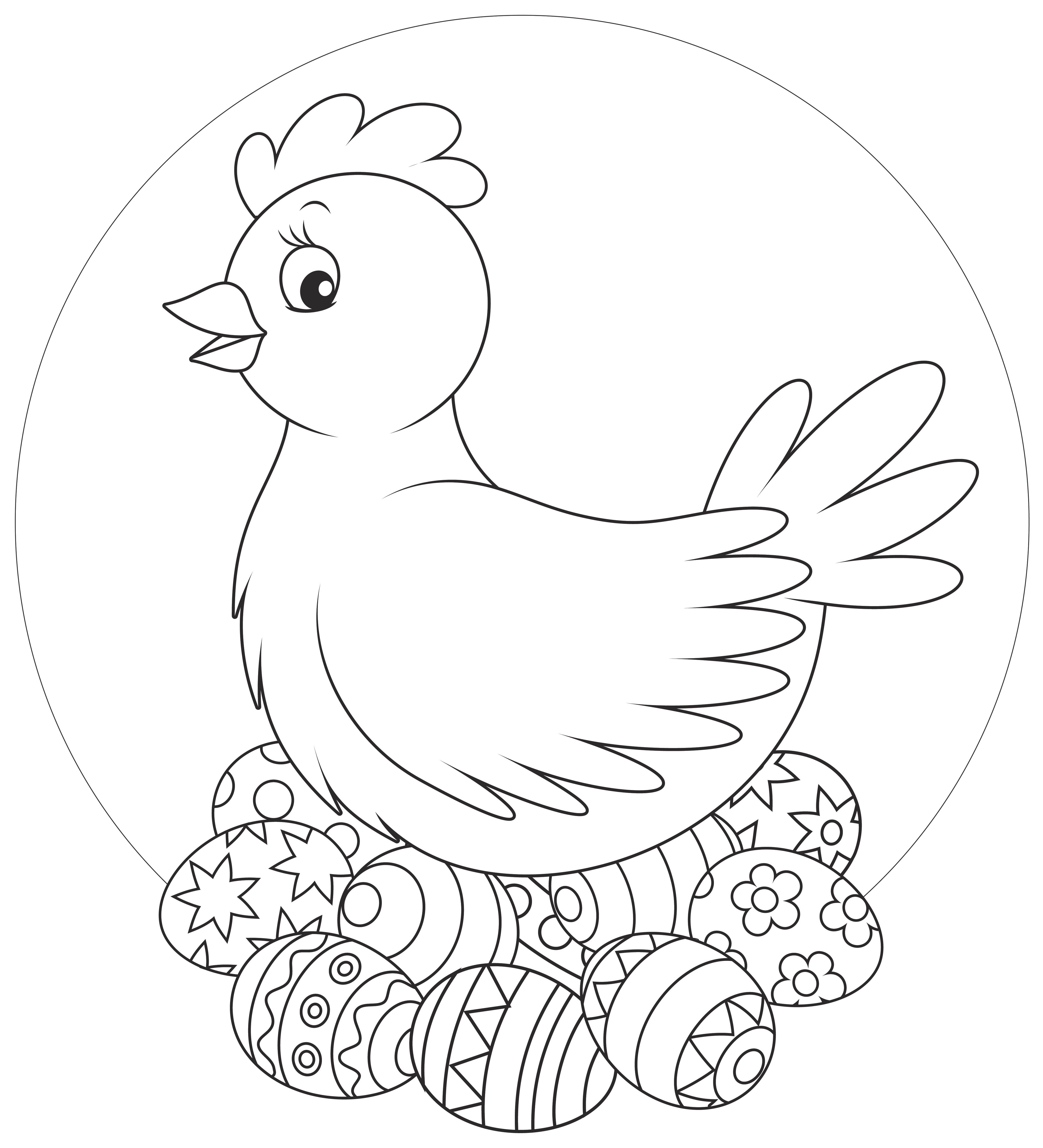 Poule en coloriage à imprimer