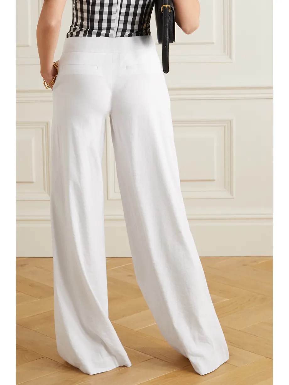 White Eric pleated linenblend wideleg pants Alice + Olivia NETAPORTER