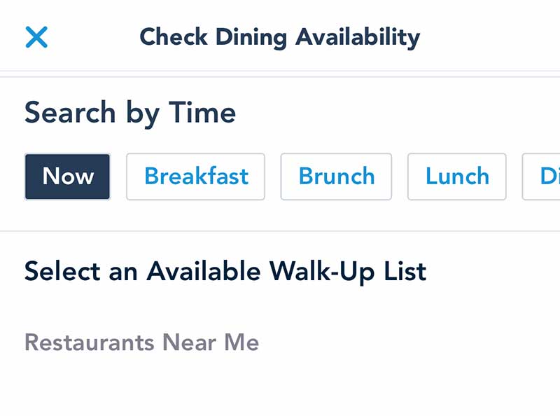 WalkUp Availability at Disney World Restaurants in My Disney Experience