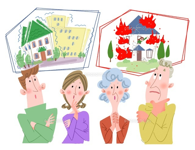 地震保険と火災保険と家族[10473000014]｜ 写真素材・ストックフォト・画像・イラスト素材｜アマナイメージズ