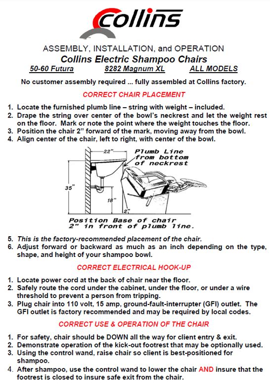 QSE Electric Shampoo Chair 18.ES Spec Sheet