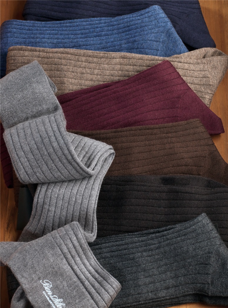 Cotton, Silk and Cashmere "Bio Luxury" Dress Socks The Ben Silver