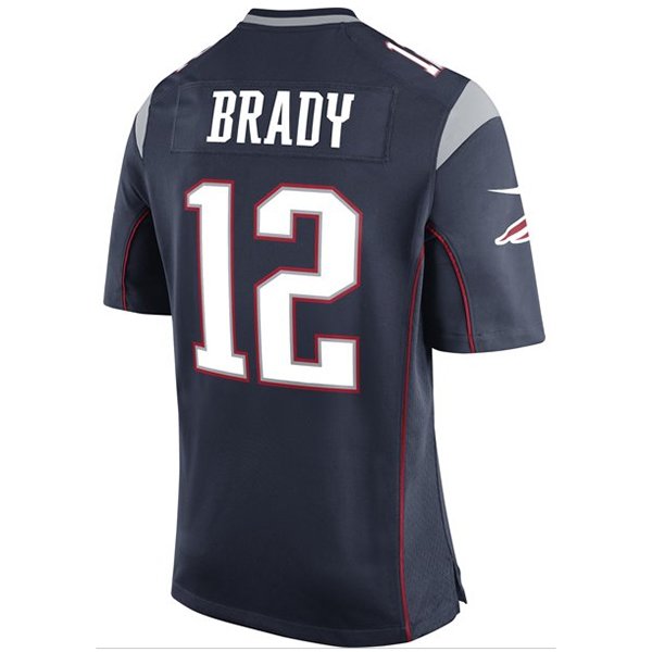 Official New England Patriots Nike Tom Brady 12 Game JerseyNavy