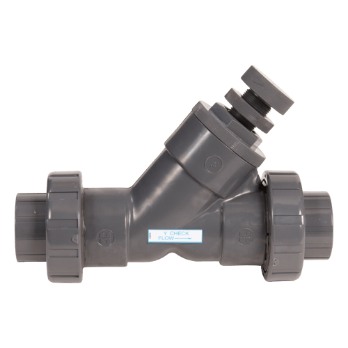 Item SLC10400TU, 4" PVC SpringLoaded True Union YCheck Valve w/FPM