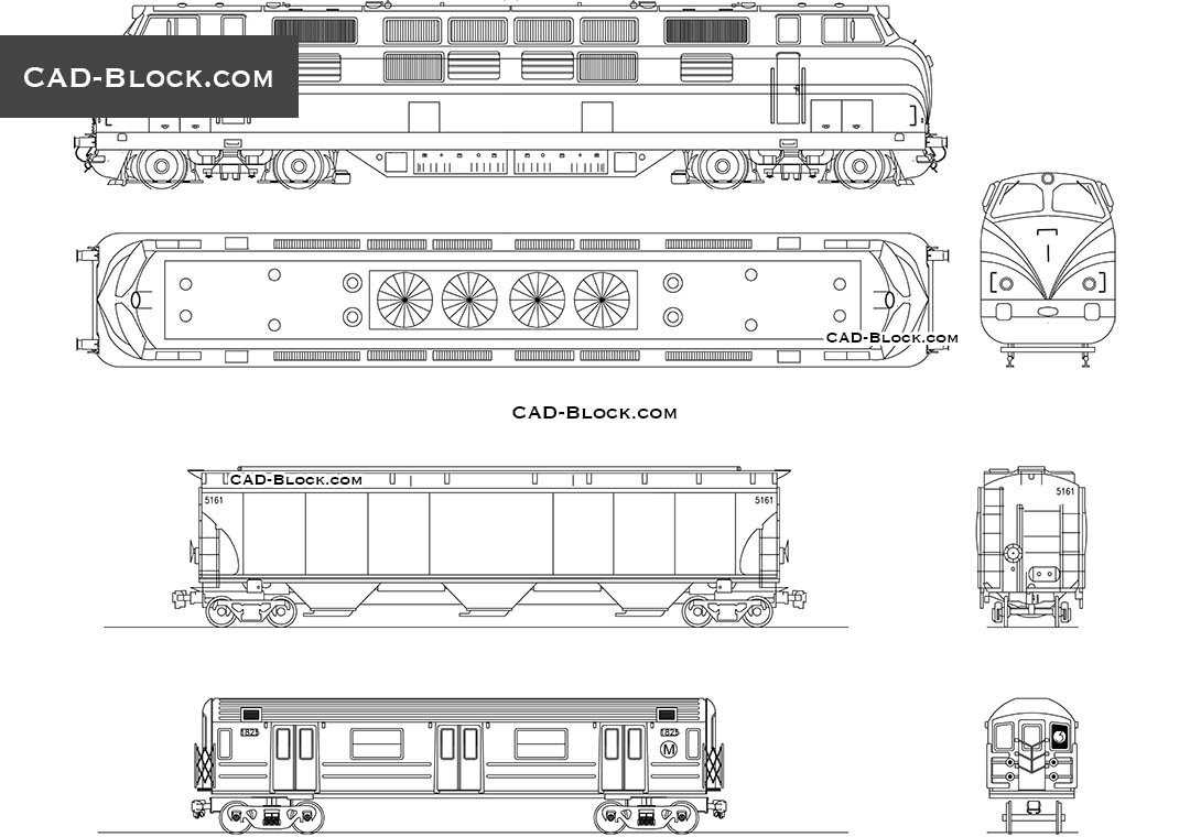 Train carriage CAD Blocks free download