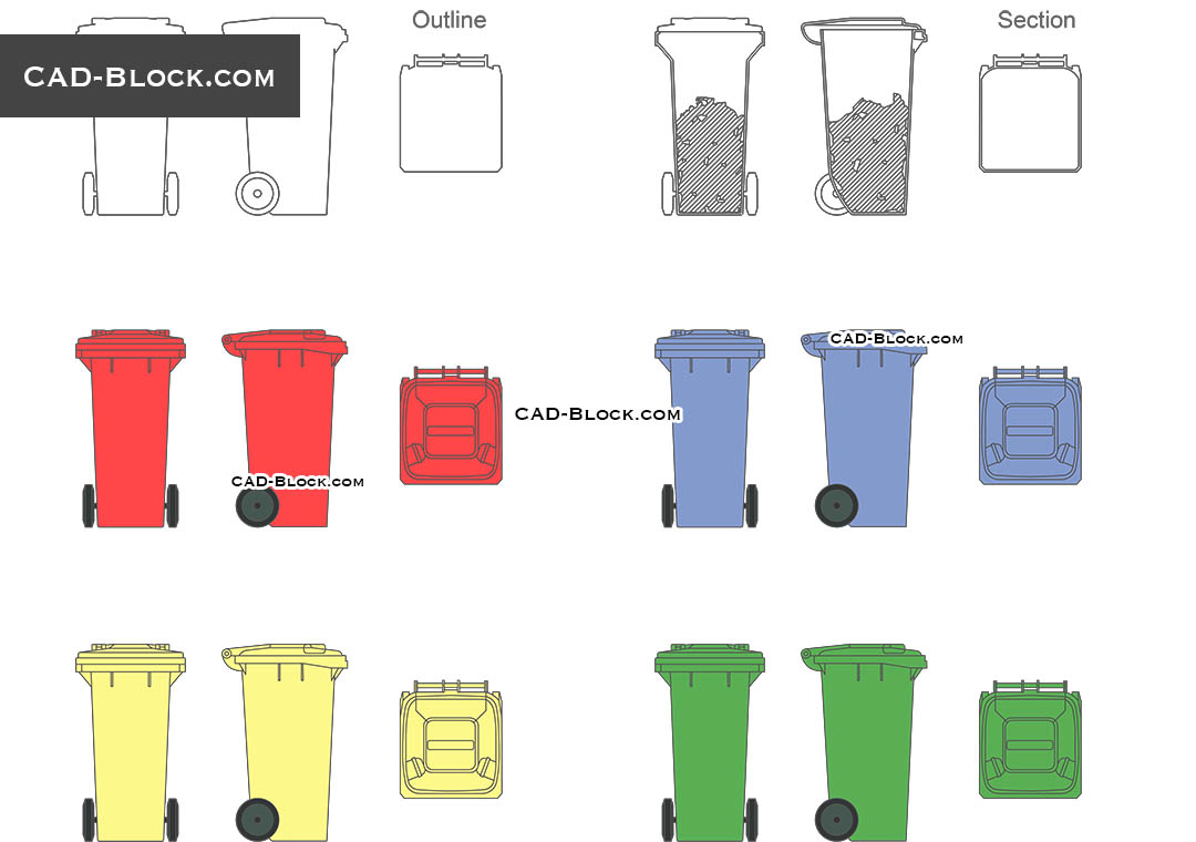 Garbage bin Autocad block free download