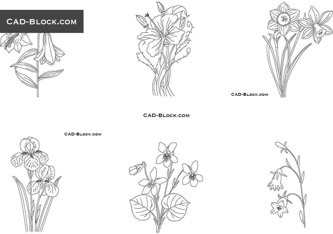 Flowers CAD blocks download, Plants, AutoCAD 2000 format