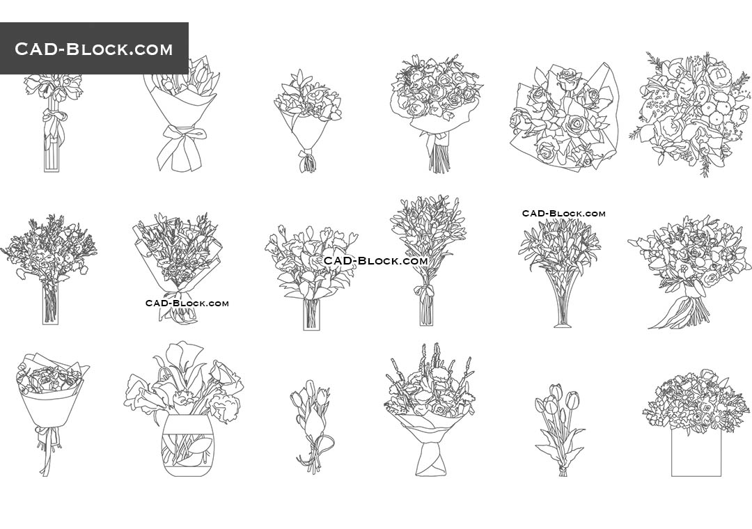 Bouquet Elevation DWG CAD Blocks
