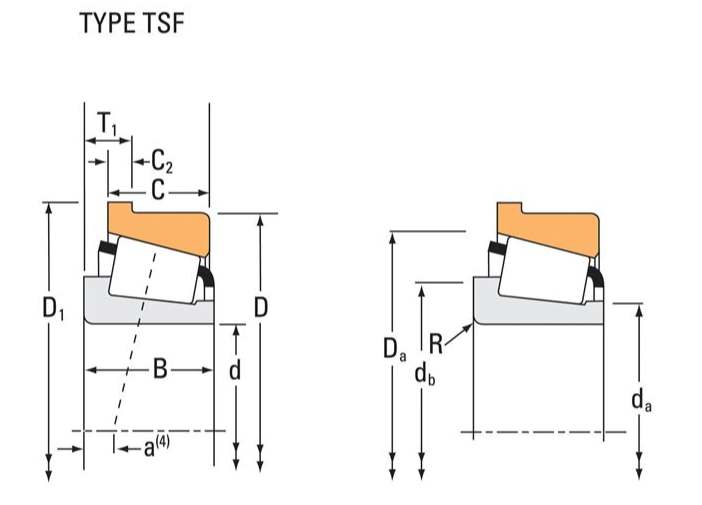 Part Number 3720B, Tapered Roller Bearings Single Flanged Cups