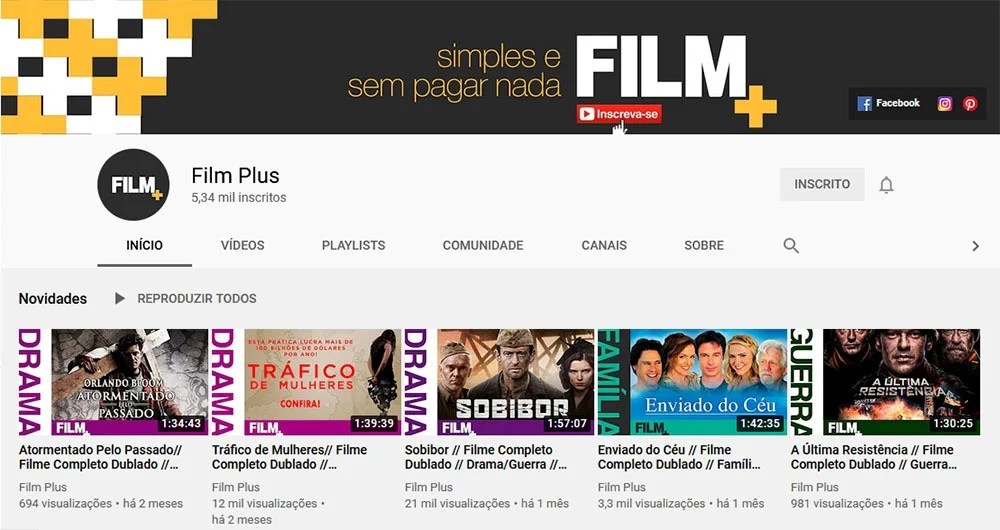 Film+ novo canal no YouTube apresenta filmes 100 gratuitos Caderno Pop