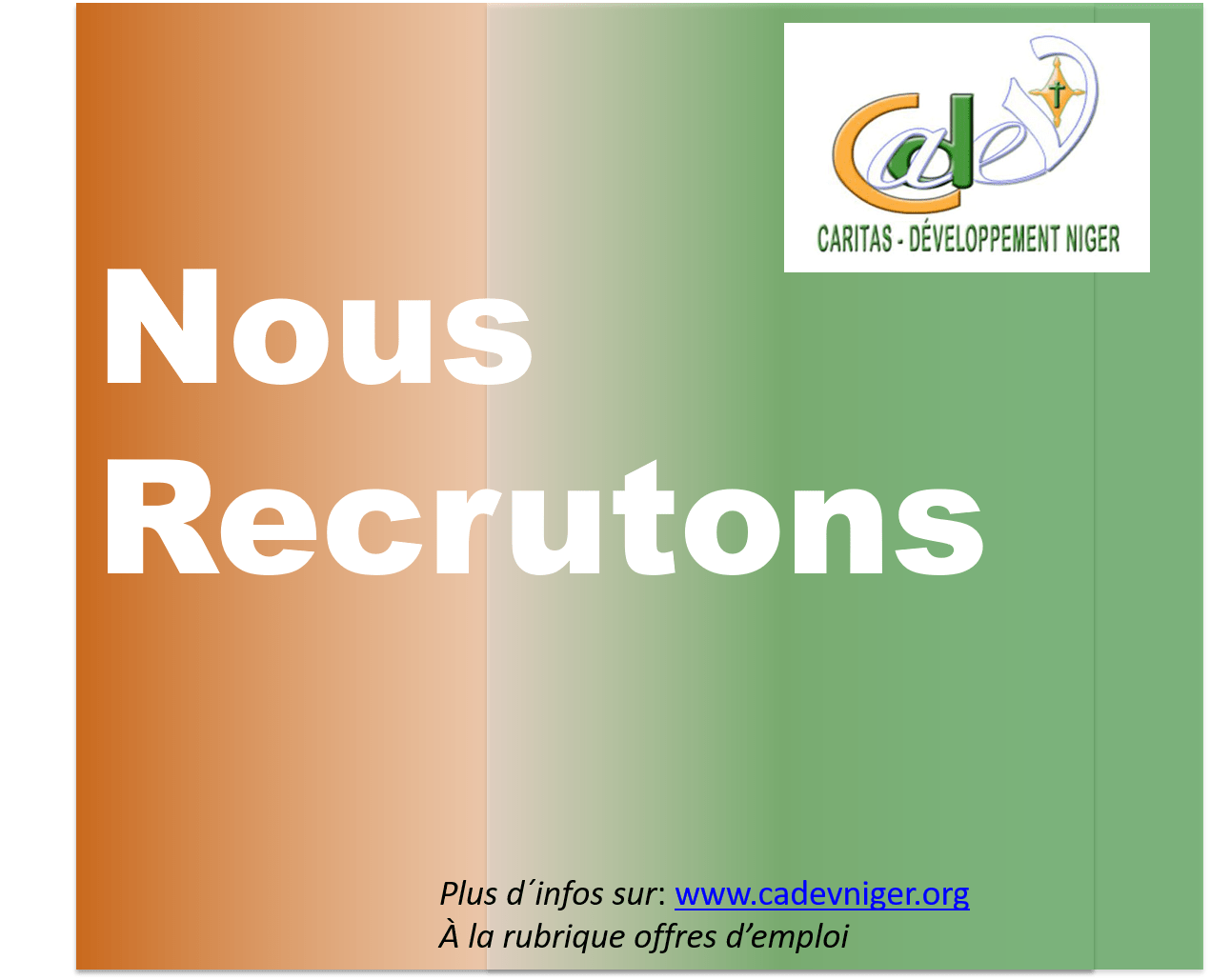 OFFRE D’EMPLOI (COHERENCE Niger) Site Officiel Cadev Niger
