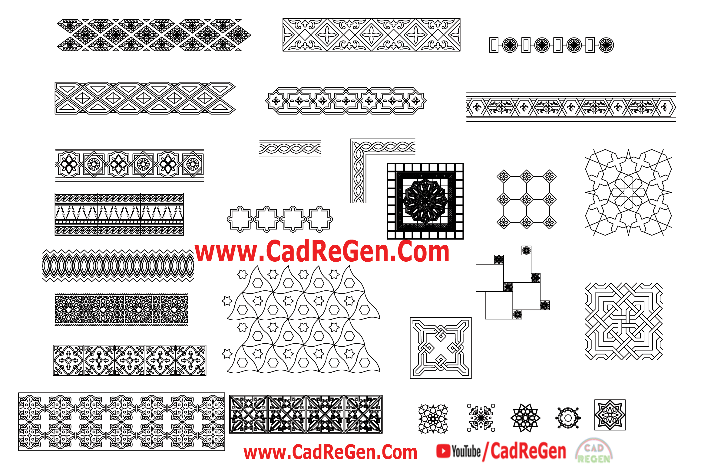 2d Arabic Decorative Geometrical Patterns DWG Block 3 CadReGen