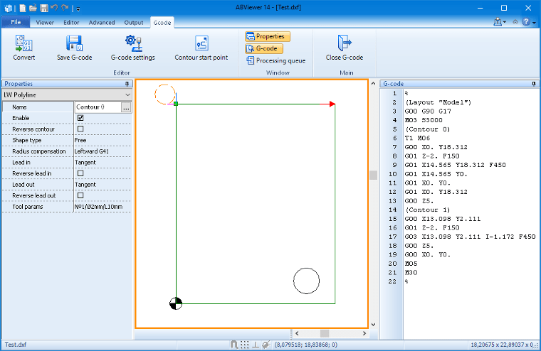 DWG/DXF to GCode. Control programs generation from DWG/DXF
