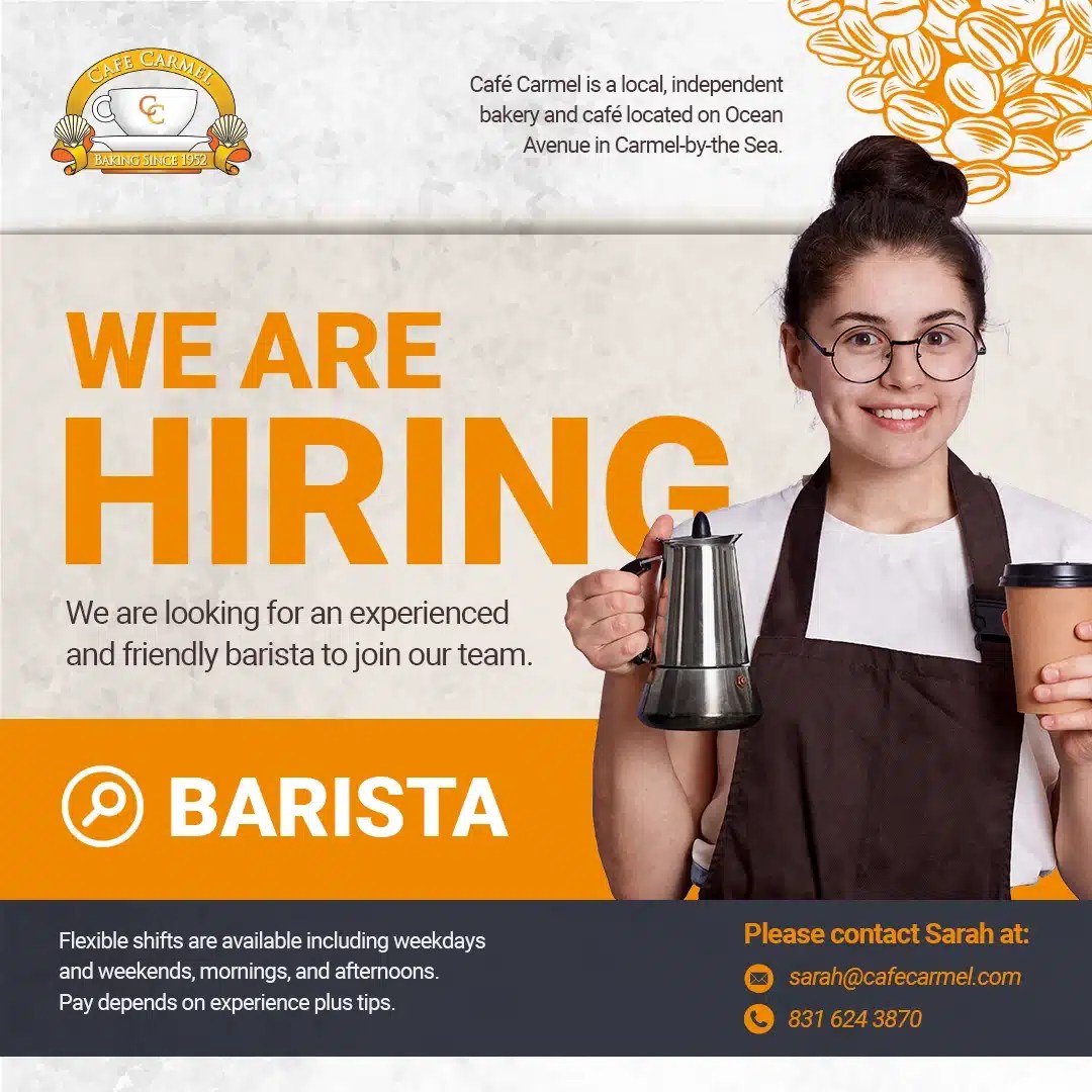 Café Carmel is HIRING! Café Carmel