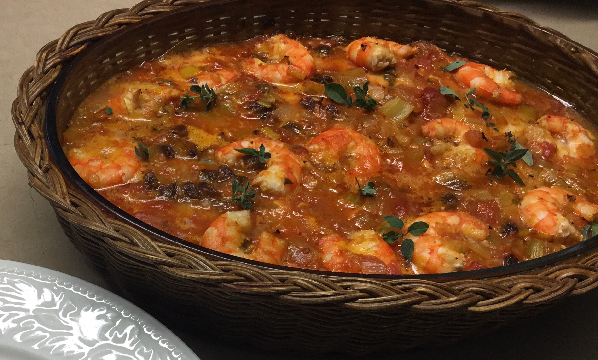 Egyptian Baked Fish with Tomatoes and Prawns