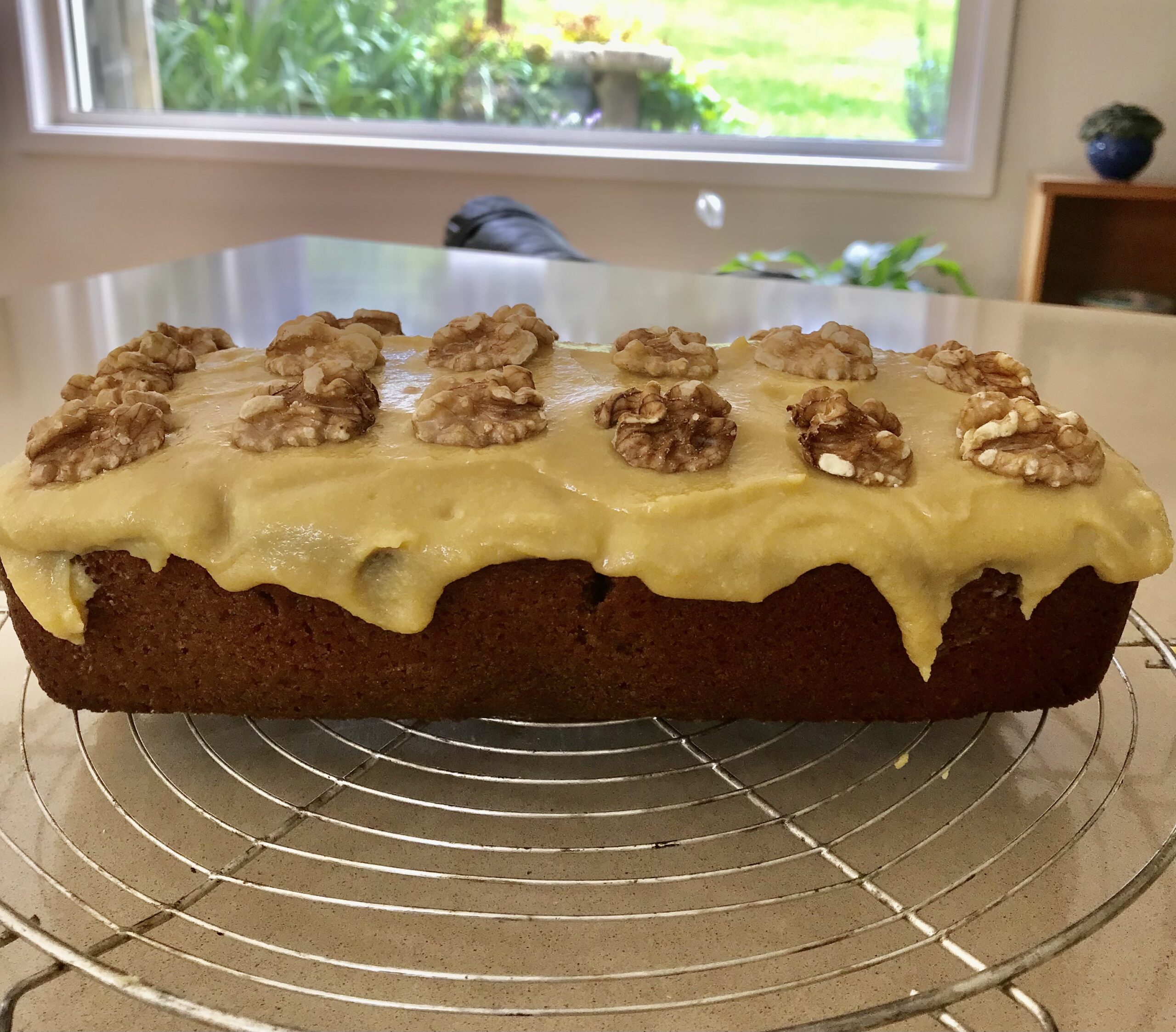 Quick Coffee Cake with Caramel Icing
