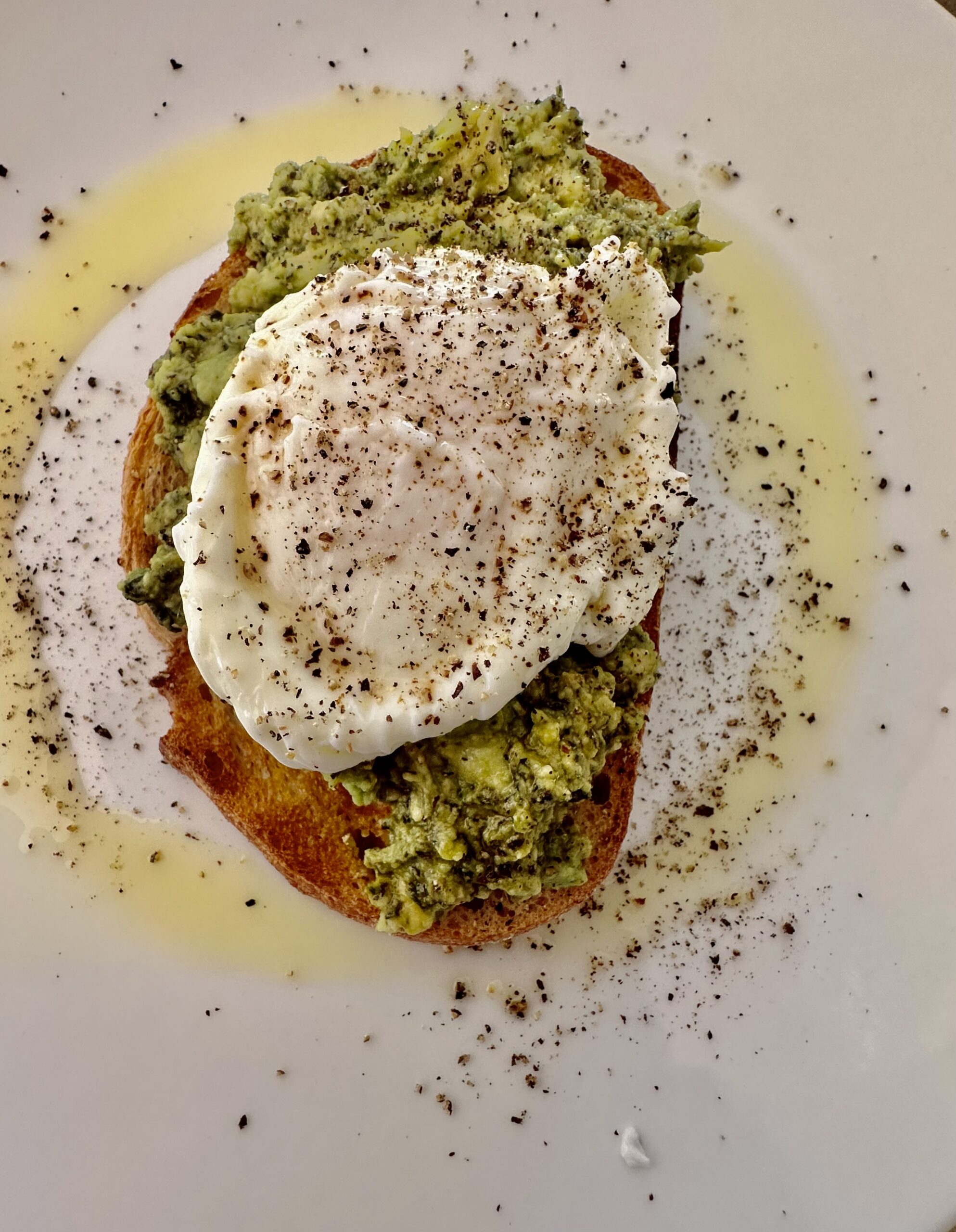 Smashed Avocado on Toast with Pesto and Poached Eggs