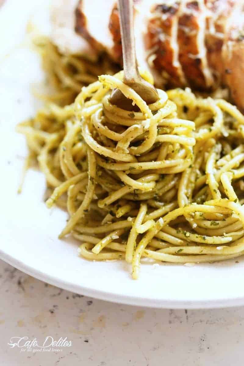 Basil Pesto Chicken Spaghetti Cafe Delites
