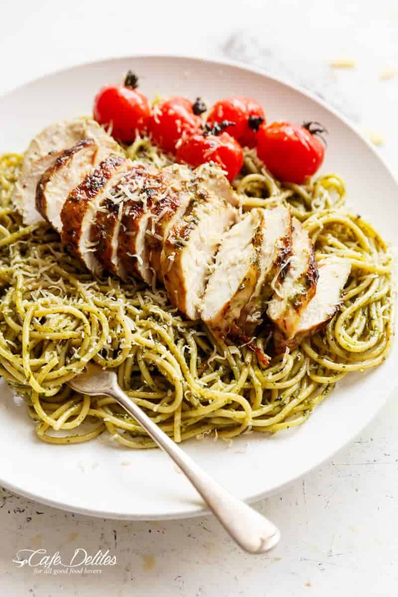 Basil Pesto Chicken Spaghetti Cafe Delites
